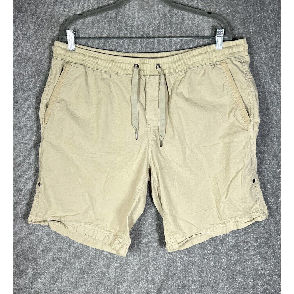 LL Bean Stretch Ripstop Pull On Shorts Womens XL Sandbar Tan Pockets Roll Tab
